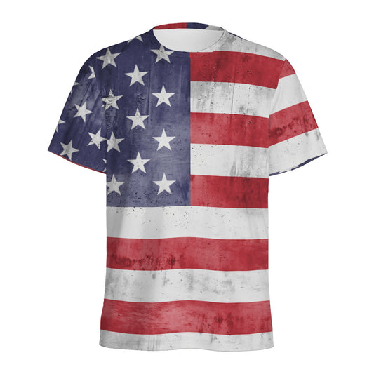 Grunge USA Flag Print Men's Sports T-Shirt