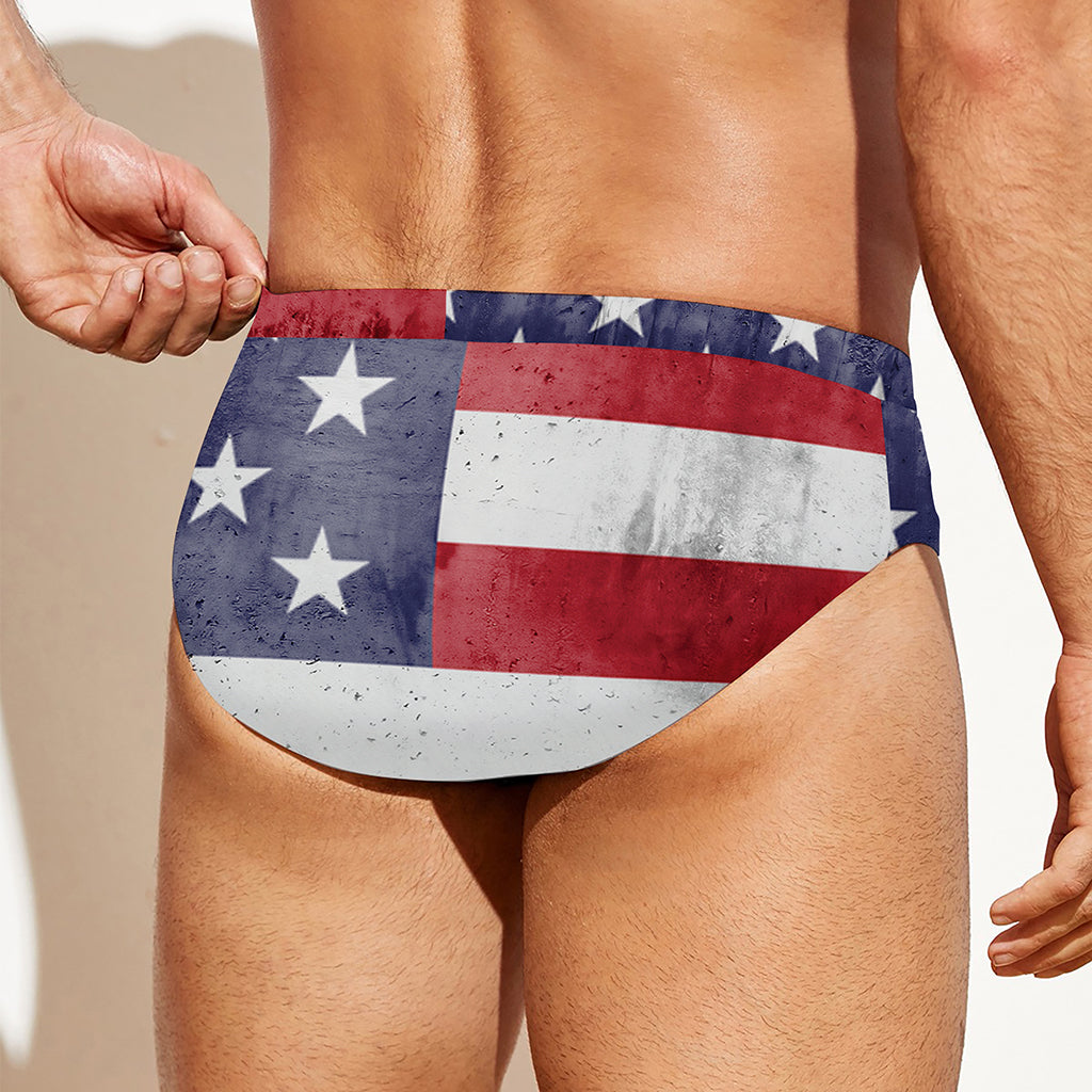 Grunge USA Flag Print Men's Swim Briefs