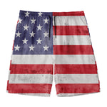 Grunge USA Flag Print Men's Swim Trunks