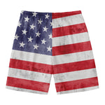 Grunge USA Flag Print Men's Swim Trunks