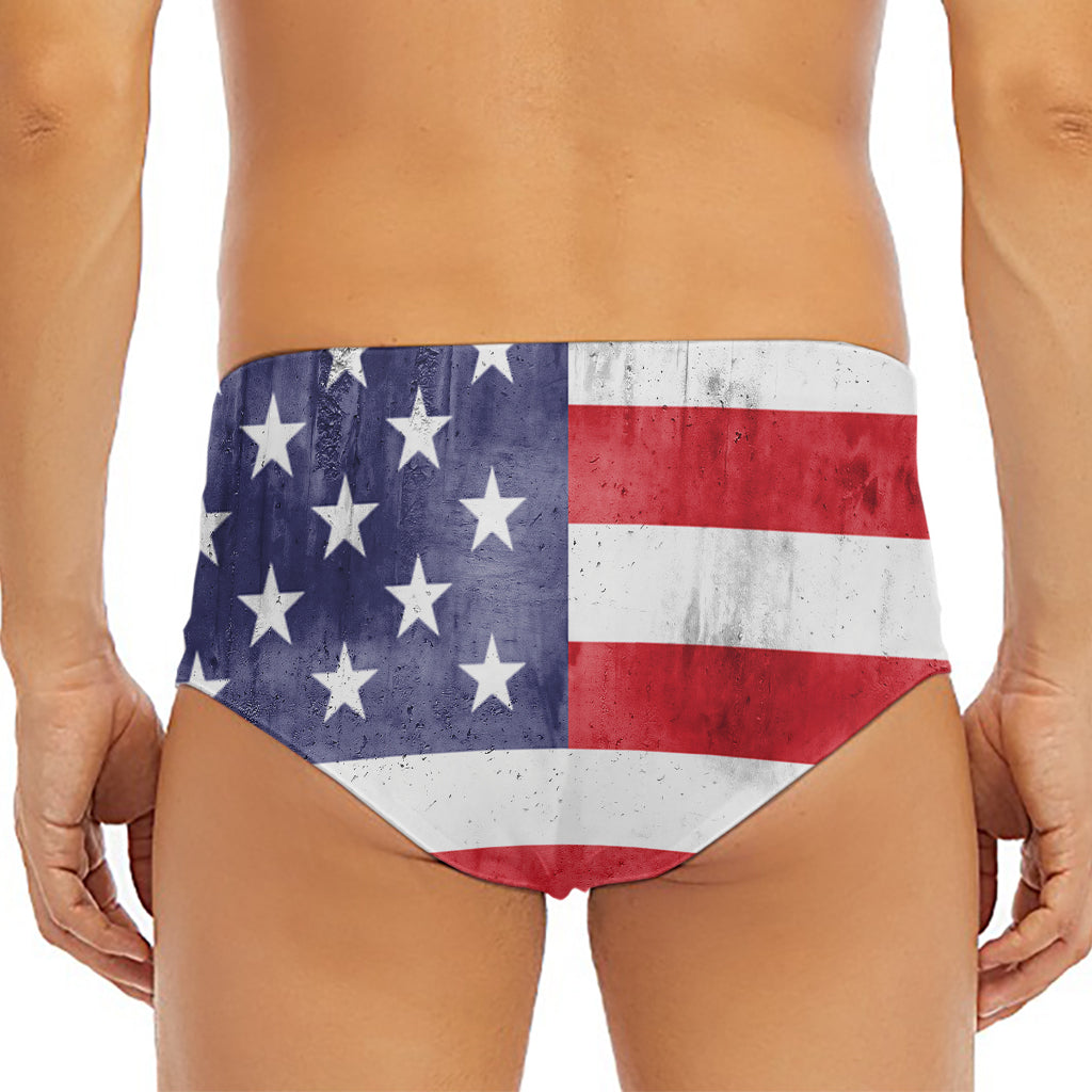 Grunge USA Flag Print Men's Triangle Swim Briefs