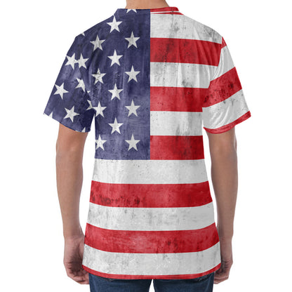 Grunge USA Flag Print Men's Velvet T-Shirt