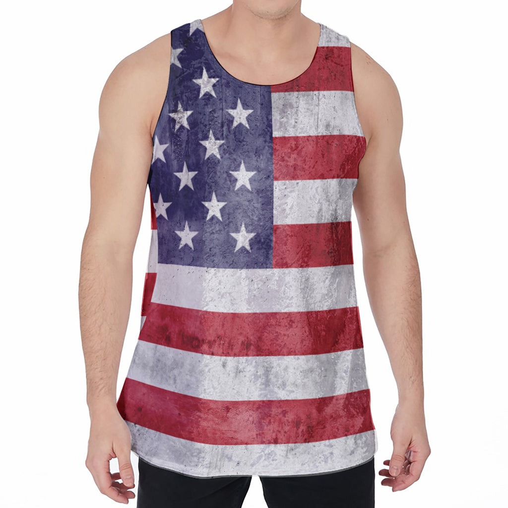 Grunge USA Flag Print Men's Velvet Tank Top