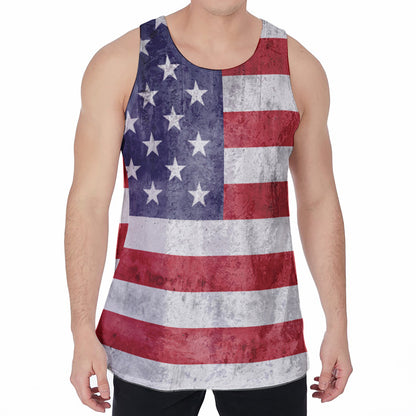 Grunge USA Flag Print Men's Velvet Tank Top