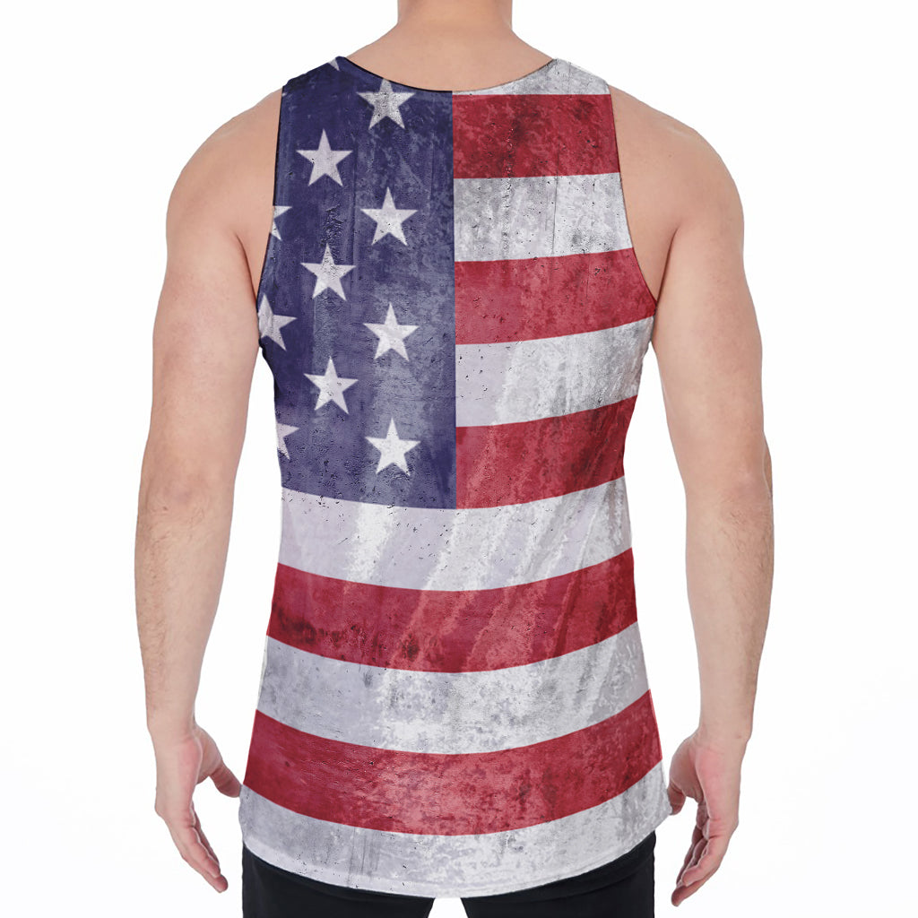 Grunge USA Flag Print Men's Velvet Tank Top