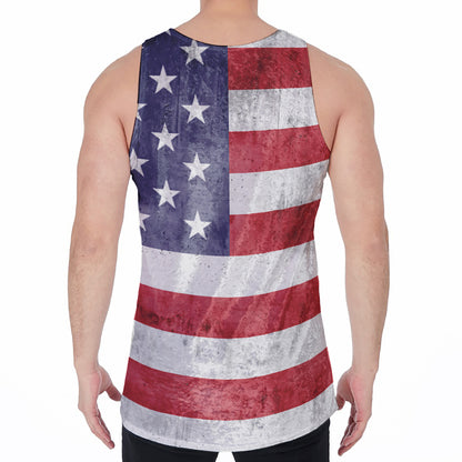 Grunge USA Flag Print Men's Velvet Tank Top