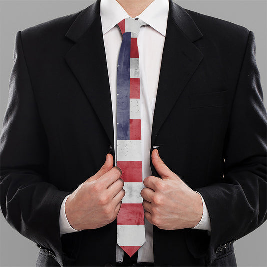 Grunge USA Flag Print Necktie
