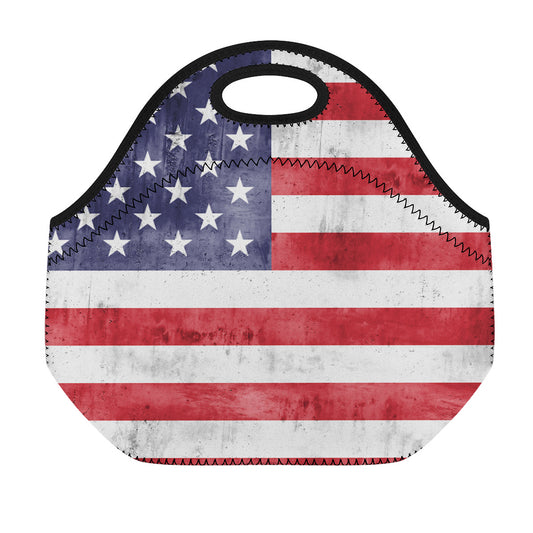 Grunge USA Flag Print Neoprene Lunch Bag