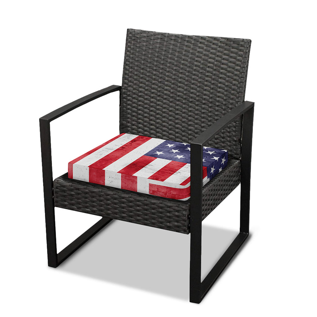 Grunge USA Flag Print Outdoor Seat Cushion Cover