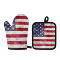 Grunge USA Flag Print Oven Mitt And Pot Holder Set