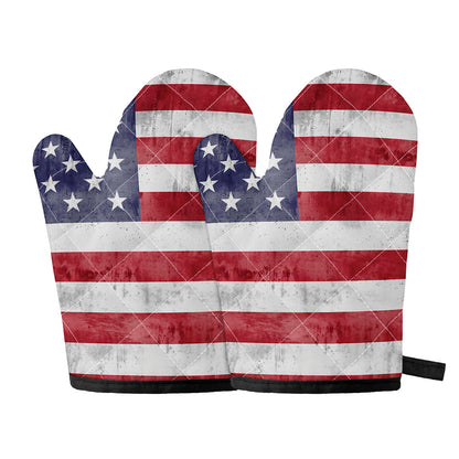 Grunge USA Flag Print Oven Mitts