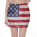 Grunge USA Flag Print Pencil Mini Skirt