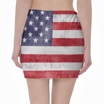 Grunge USA Flag Print Pencil Mini Skirt
