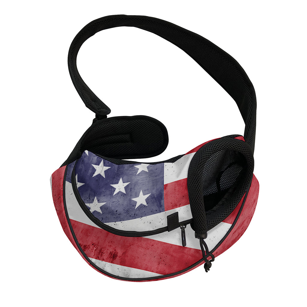 Grunge USA Flag Print Pet Sling Carrier