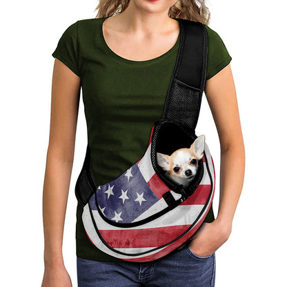 Grunge USA Flag Print Pet Sling Carrier