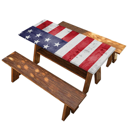 Grunge USA Flag Print Picnic Table Cover