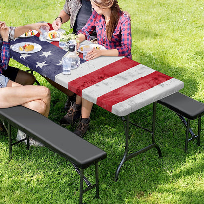 Grunge USA Flag Print Picnic Table Cover