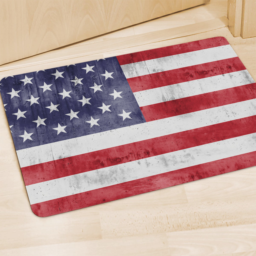 Grunge USA Flag Print Polyester Doormat