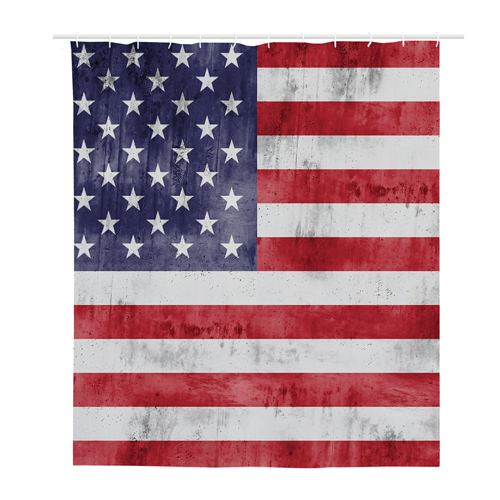 Grunge USA Flag Print Polyester Shower Curtain