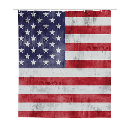 Grunge USA Flag Print Polyester Shower Curtain