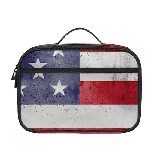 Grunge USA Flag Print Portable Lunch Bag