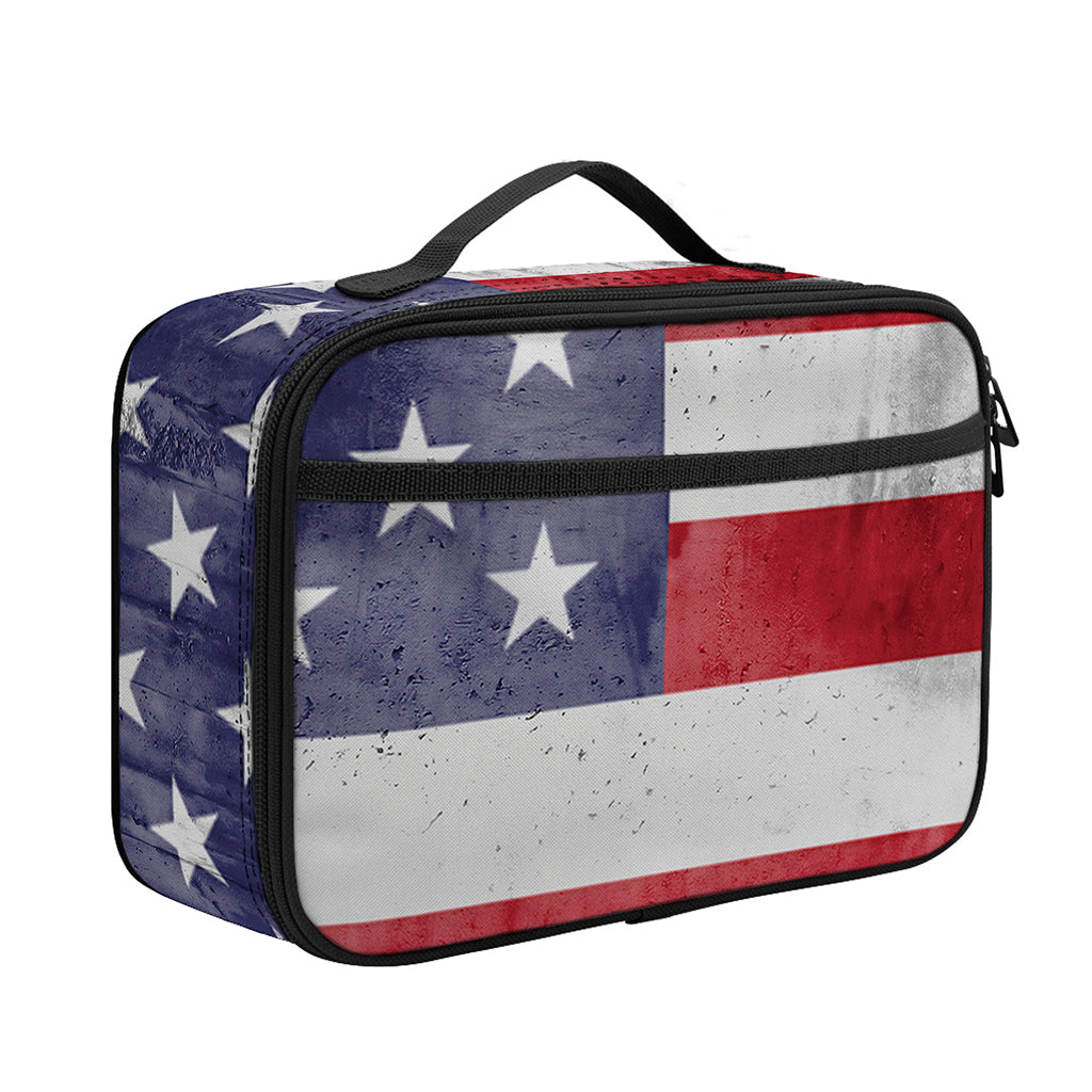 Grunge USA Flag Print Portable Lunch Bag