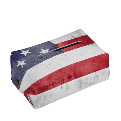 Grunge USA Flag Print Rectangle Tissue Box Cover