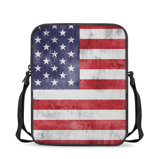 Grunge USA Flag Print Rectangular Crossbody Bag