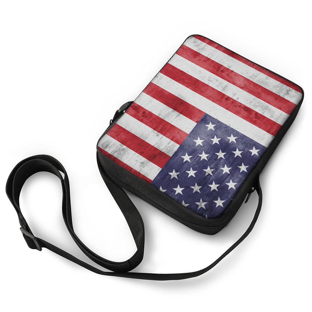 Grunge USA Flag Print Rectangular Crossbody Bag