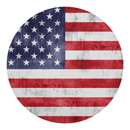 Grunge USA Flag Print Round Blanket
