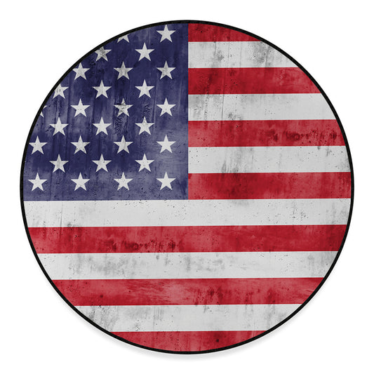 Grunge USA Flag Print Round Floor Mat