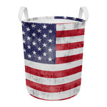 Grunge USA Flag Print Round Laundry Basket