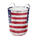 Grunge USA Flag Print Round Laundry Basket