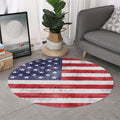 Grunge USA Flag Print Round Rug