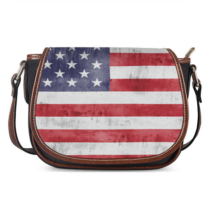 Grunge USA Flag Print Saddle Bag