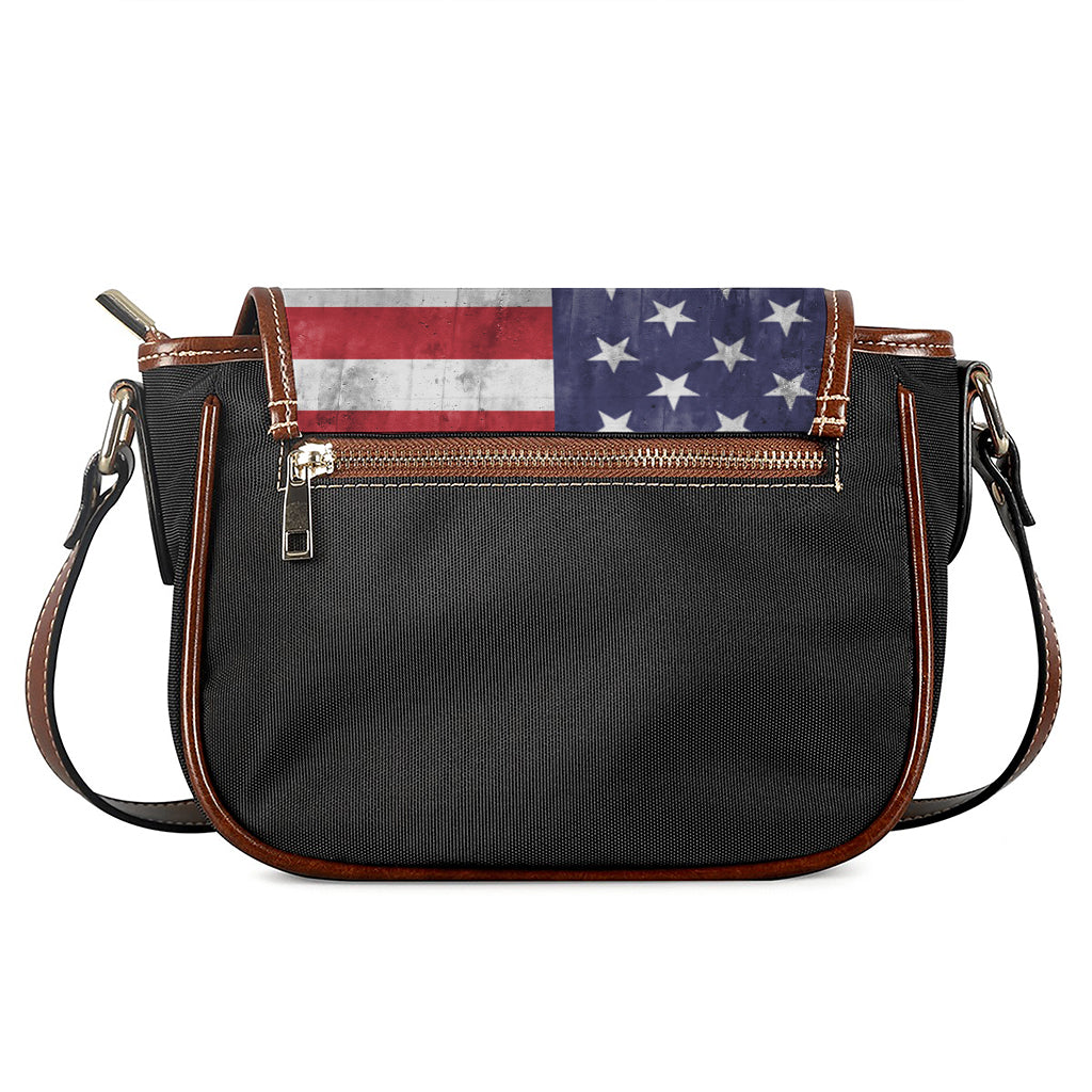 Grunge USA Flag Print Saddle Bag