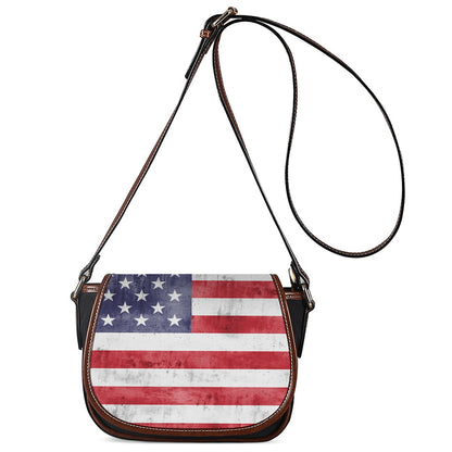 Grunge USA Flag Print Saddle Bag