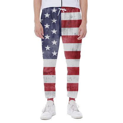 Grunge USA Flag Print Scuba Joggers