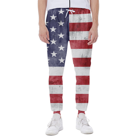 Grunge USA Flag Print Scuba Joggers