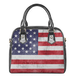Grunge USA Flag Print Shoulder Handbag