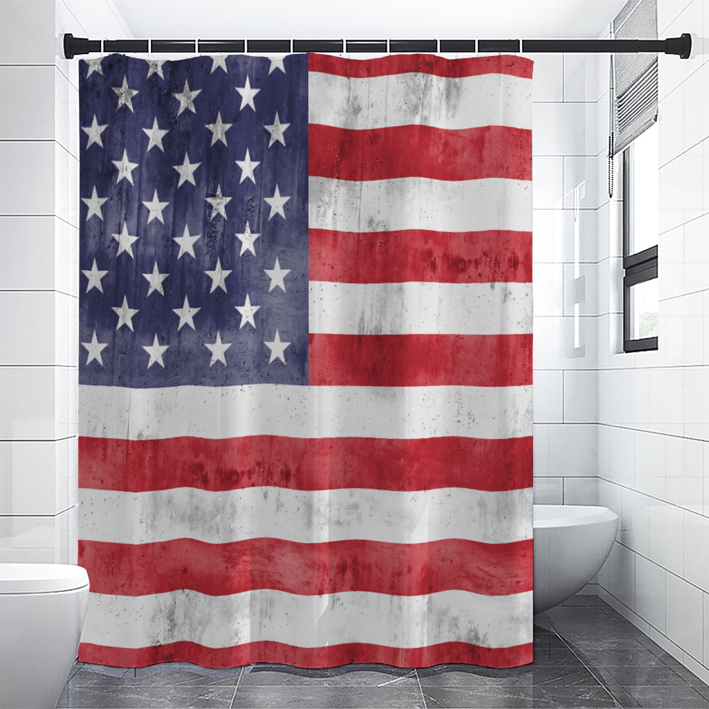 Grunge USA Flag Print Shower Curtain