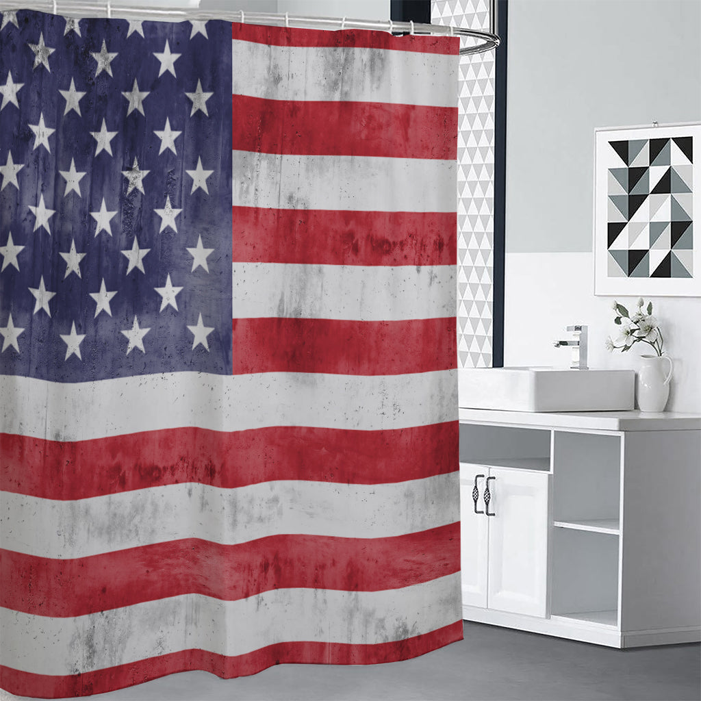 Grunge USA Flag Print Shower Curtain