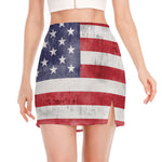 Grunge USA Flag Print Side Slit Mini Skirt