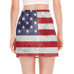 Grunge USA Flag Print Side Slit Mini Skirt