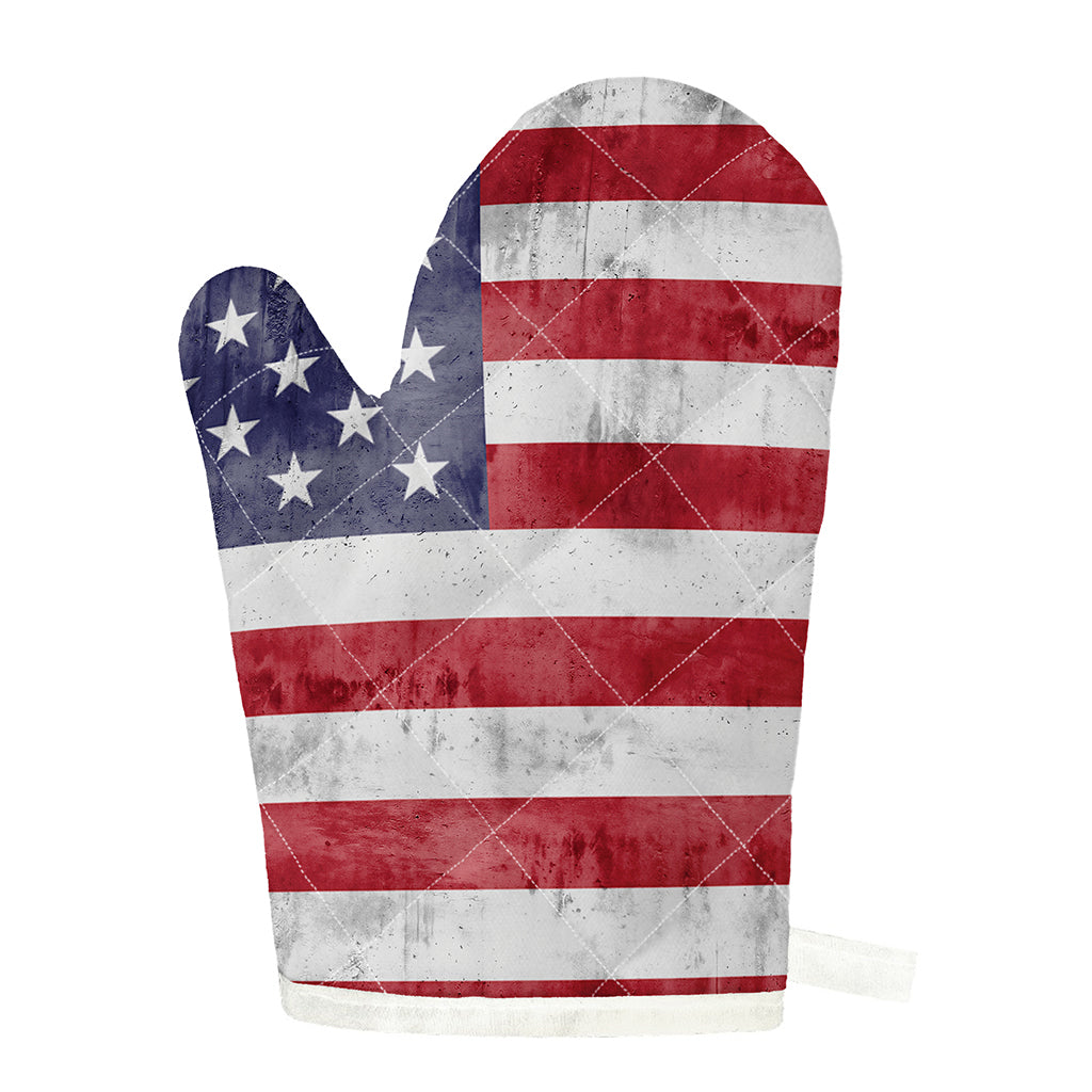 Grunge USA Flag Print Single Oven Mitt