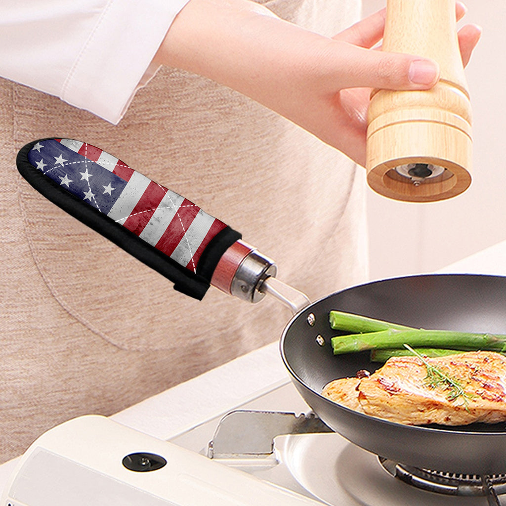 Grunge USA Flag Print Skillet Handle Cover