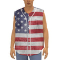 Grunge USA Flag Print Sleeveless Baseball Jersey