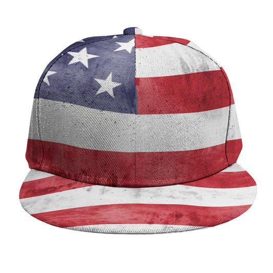 Grunge USA Flag Print Snapback Cap