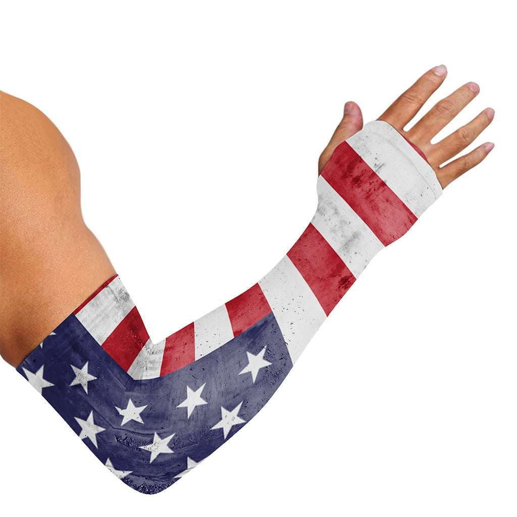 Grunge USA Flag Print Sun Protection Arm Sleeves