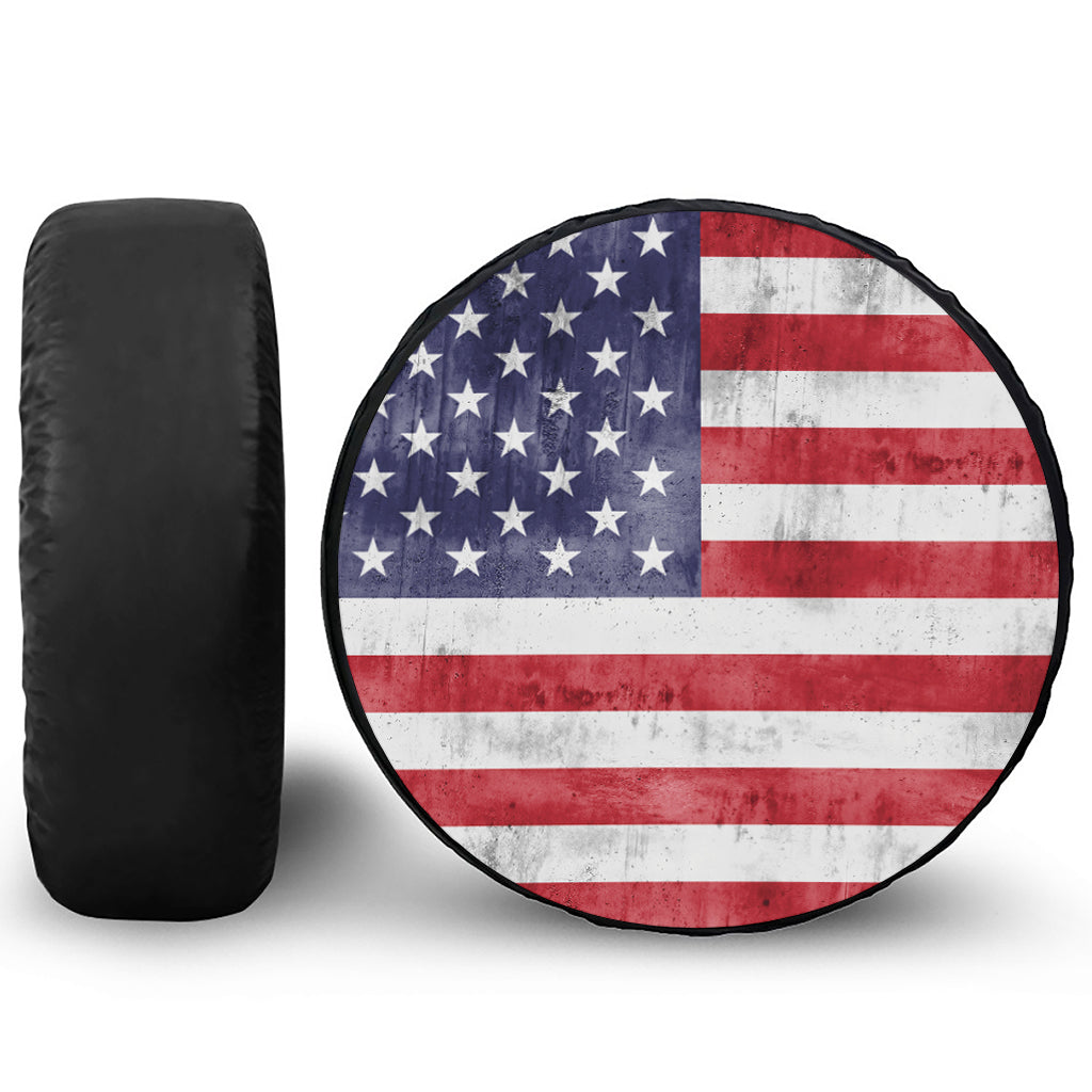 Grunge USA Flag Print Tire Cover